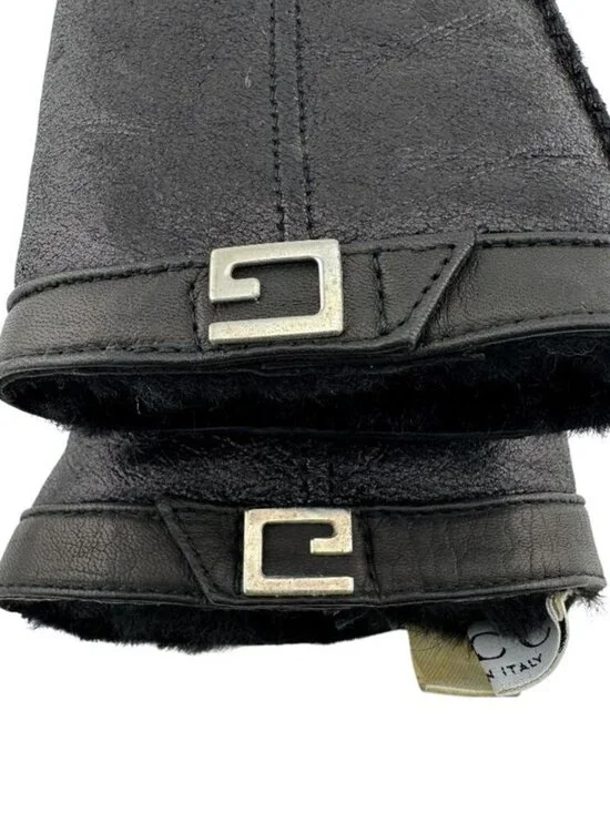 Gucci Glove Shearling Mouton Leather Gloves Black - Picture 4 of 8